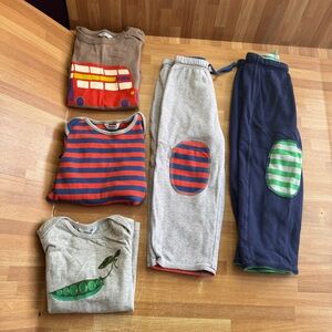 Mini Boden mix/Match striped tops/bottoms,18/24 mos, reversible pants, cotton